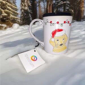 Spectrum Furry Hat Friends Golden Retriever Dog Christmas Lights Mug 16oz